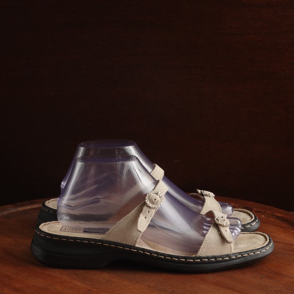 Josef Seibel Sandals Womens SZ EU 41 US 10-10.5 Cream Leather Slide Comfort Shoe